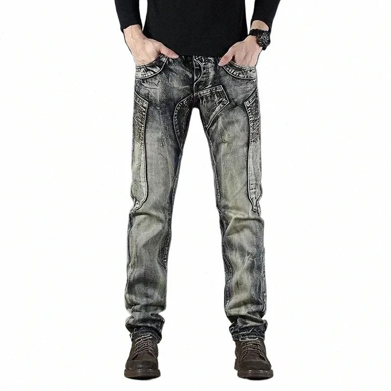 Homem calças de cowboy retro calças 90s streetwear jeans masculinos em linha reta motocicleta baixa ascensão harajuku luxo regular xs estilo coreano o8aP #