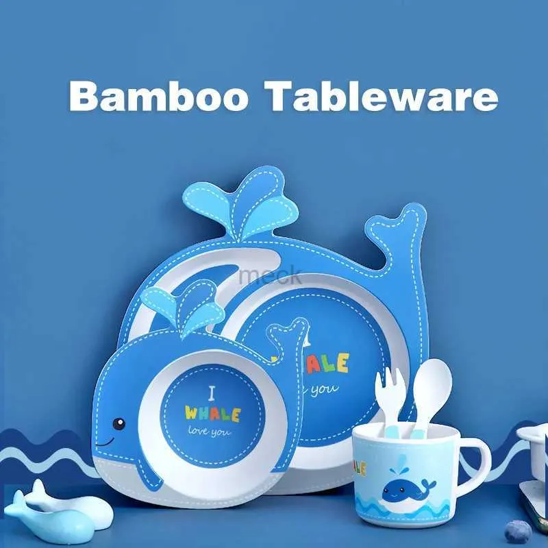 Cups Dishes Utensils Cute Children Bamboo Fiber Baby Feeding Bowl Dishes Tableware Infant Portable Creative Kid Plates Tableware 240329