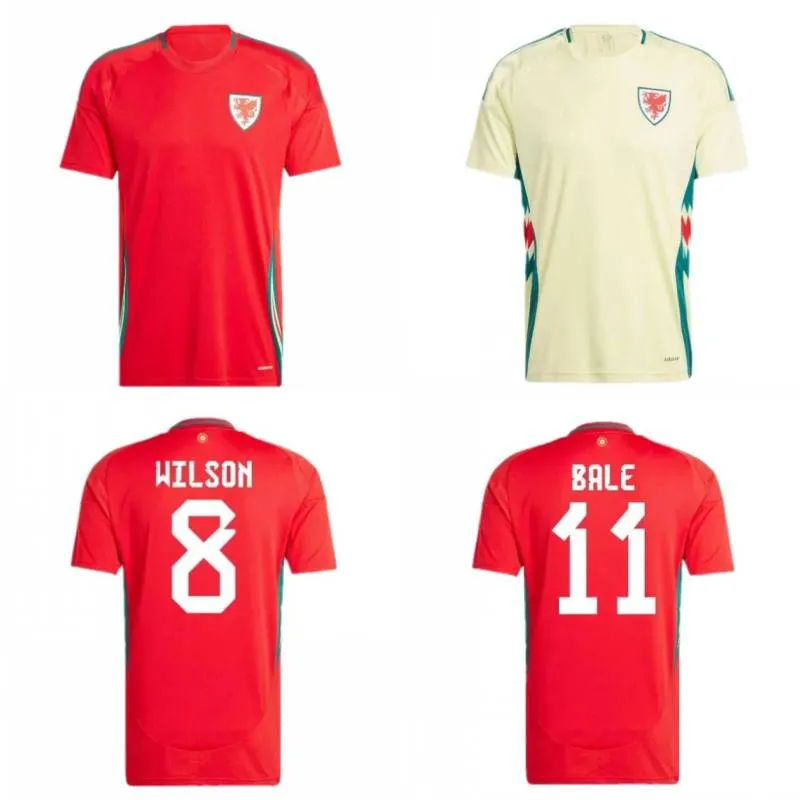 2024 Wales Soccer Jersey Mens #11 Bale Rodon Levitt voetbalhemd Heren #8 Wilson Johnson Ramsey Home Away Football Uniform Kids Kit