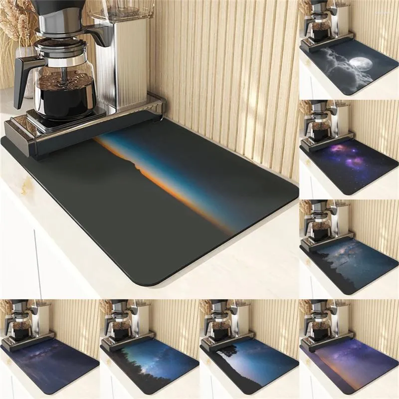 Table Mats Night Sky Style Coffee Cup Mat Non-Slip Tiny Spot Pattern Placemats For Absorbent Drying Kitchen