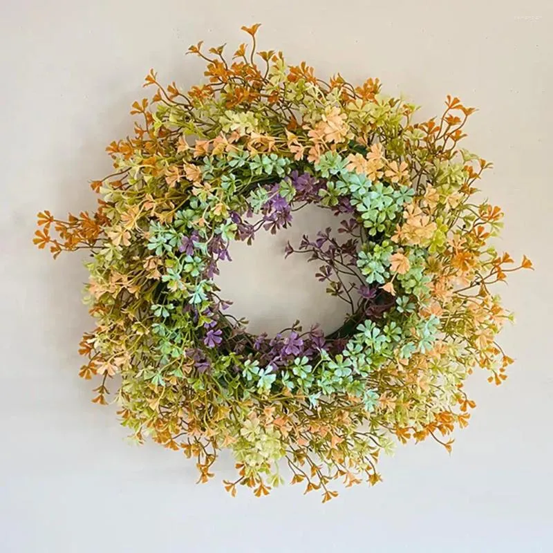 Guirlande de fleurs décoratives de printemps en plastique, couronne de fleurs sauvages simulées pour porte d'entrée, décoration murale de maison, mariage