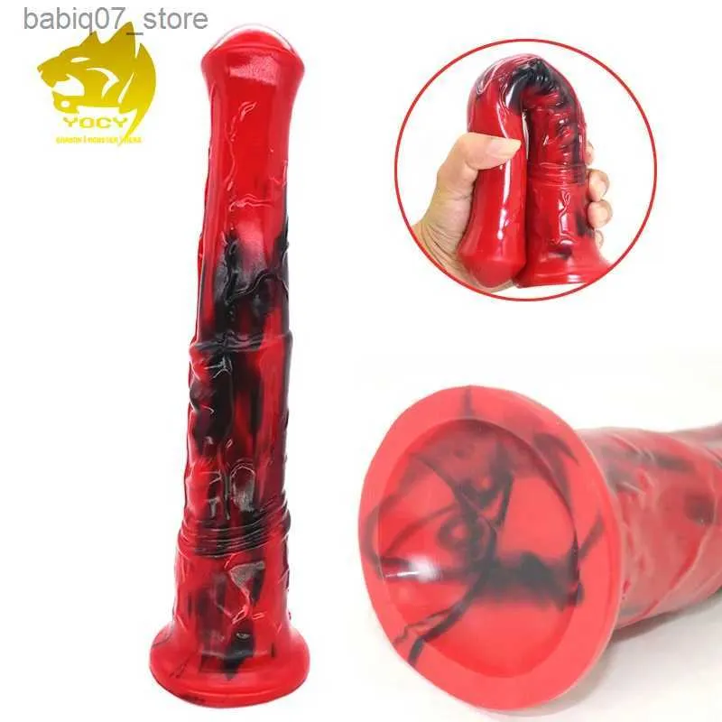 Andra massageföremål Yocy Giant Horse False Penis Real Animal False Penis Vaginal Stimulator False Penis Silicone Adult Store Sex Toys Q240329