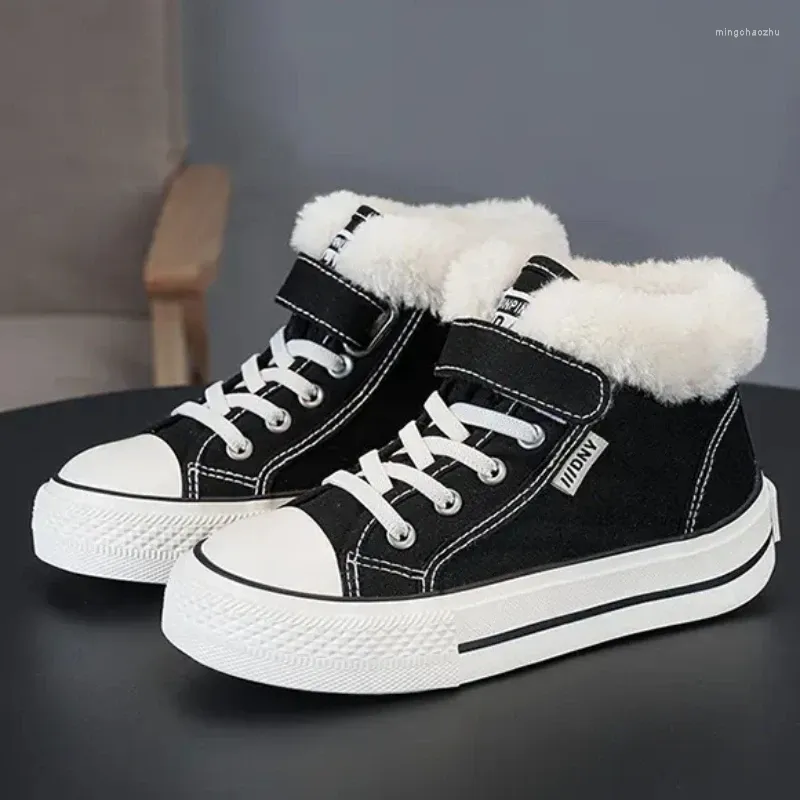 Casual Shoes 2024 Winter Tennis Sneakers Children Warm High-Top Boys Girls School Sports Canvas Zapatillas