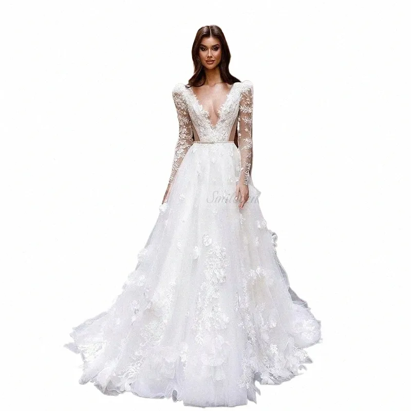 Smileven A Line Lace Wedding Dr 3D Frs Spaghetti Strap Sposa Dres Vestido de novia 2024 y2oA #