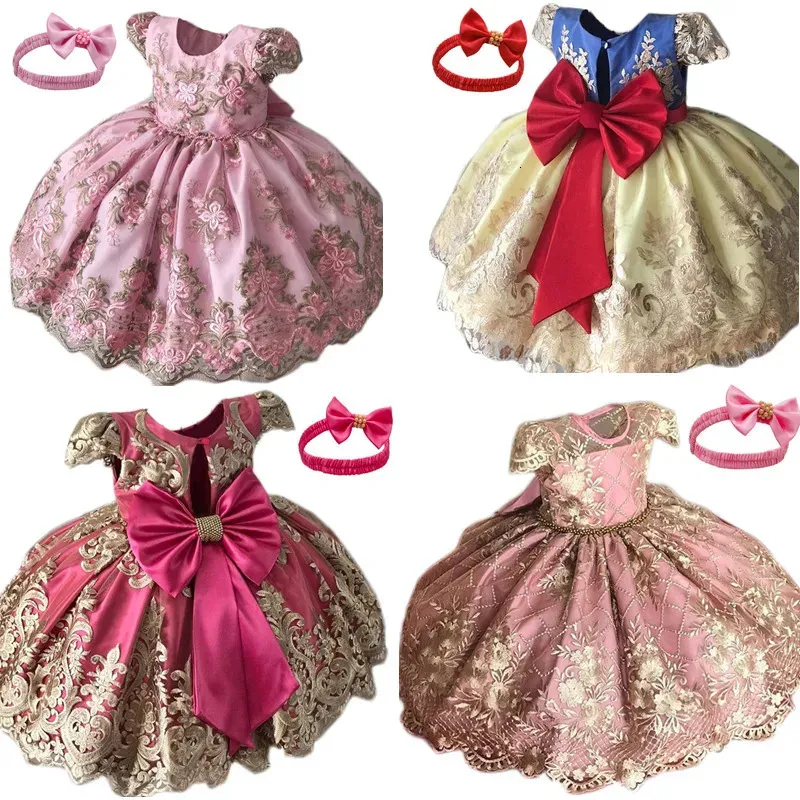 Baby Girl Dress 1 Year Birthday 3 6 9 12 18 24 Months Toddler Girl Clothes Lace Christening Gown Princess Infant Party Dresses 240319