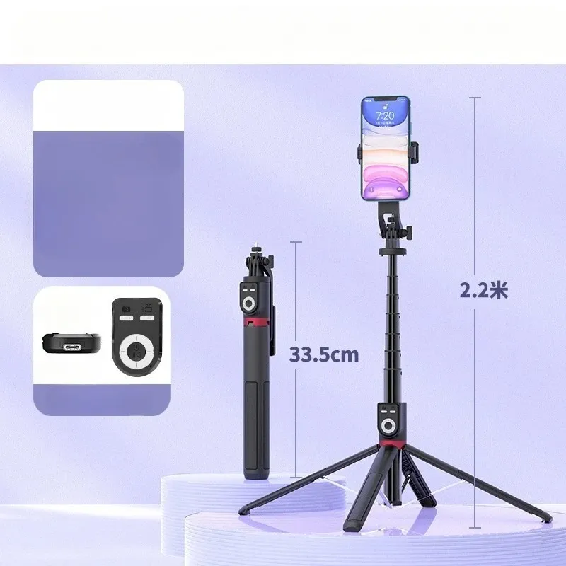 Selfie Stick Legierung Desktop Kamera Quadrupod Ständer USB Aufladen Bluetooth 360 ° Rotation PTZ Handheld Selfie Stick