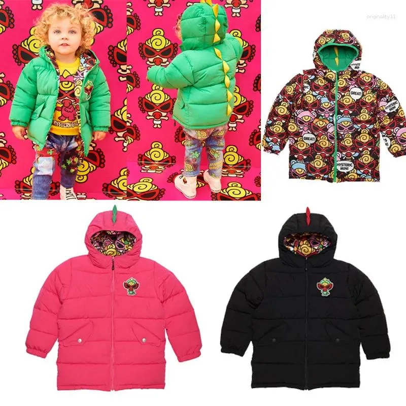Casaco para baixo inverno 2024 meninos meninas jaquetas crianças roupas menina enfant fille padrão chupeta ambos os lados para usar