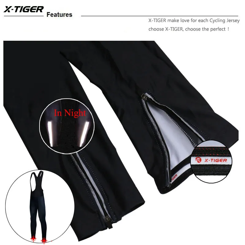 X-Tiger Pro Women Winter Thermal Cycling Bib Pants Whole Black MTB Bike Shorts With 3D Gel Pad Bicycle Pants Women Cycling Pants