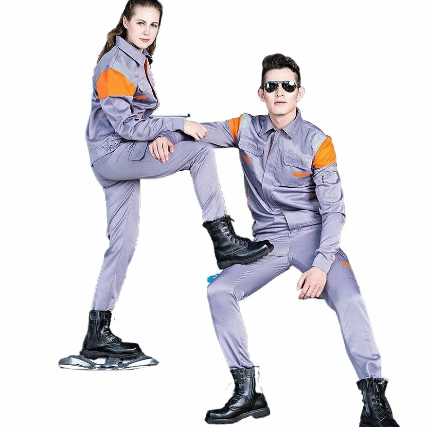 Costumes de soudage Vêtements de travail Vêtements Ensemble Hommes Femmes Lg Manches Ouvriers Travail Uniforme Atelier De Voiture Réfléchissant Travail Mécanique Globale G0UU #