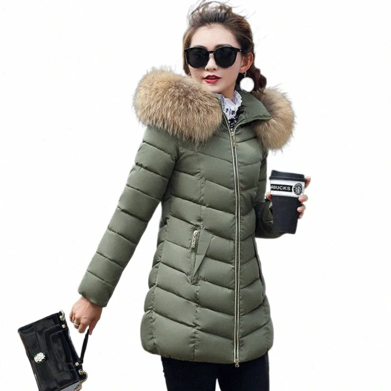 2023 Winter Cott Padded Hooded Fur Lg Jacket Women Big Fur Parka Casual Coat Thick Snow Windbreaker r2fM#