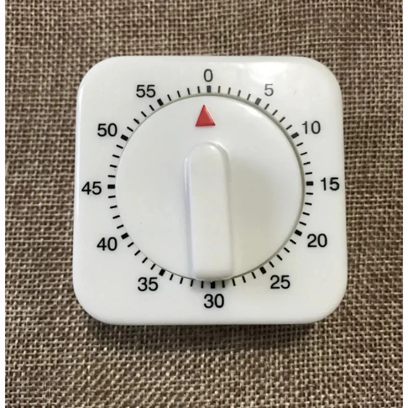 Timer da cucina da 60 minuti, conto alla rovescia, promemoria allarme silenzioso, timer meccanico quadrato bianco cucina, aula, compiti a casa, ufficio