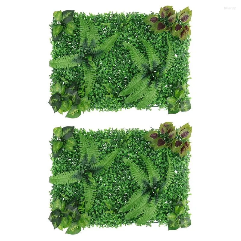 Decoratieve Bloemen 2 Stuks Kunstmatige Groene Hedge Wandpaneel Groen Nep Plant