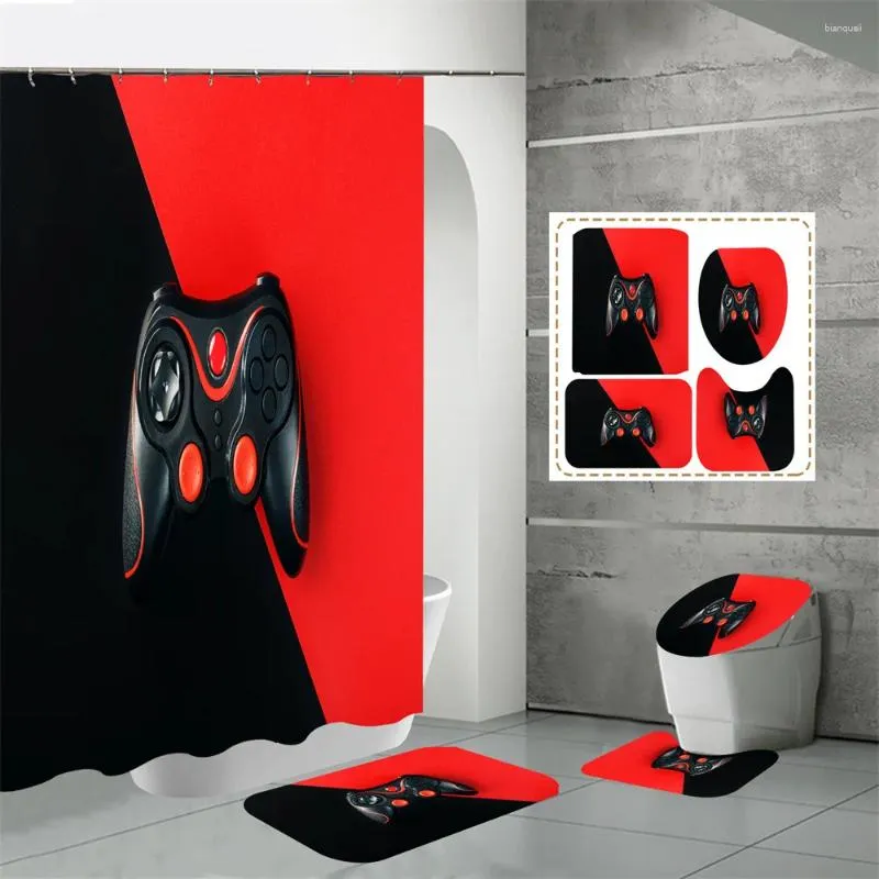 Cortinas de ducha Juego Jugador Controlador Cortina Set Boy Creative Cool Black Decoración de baño