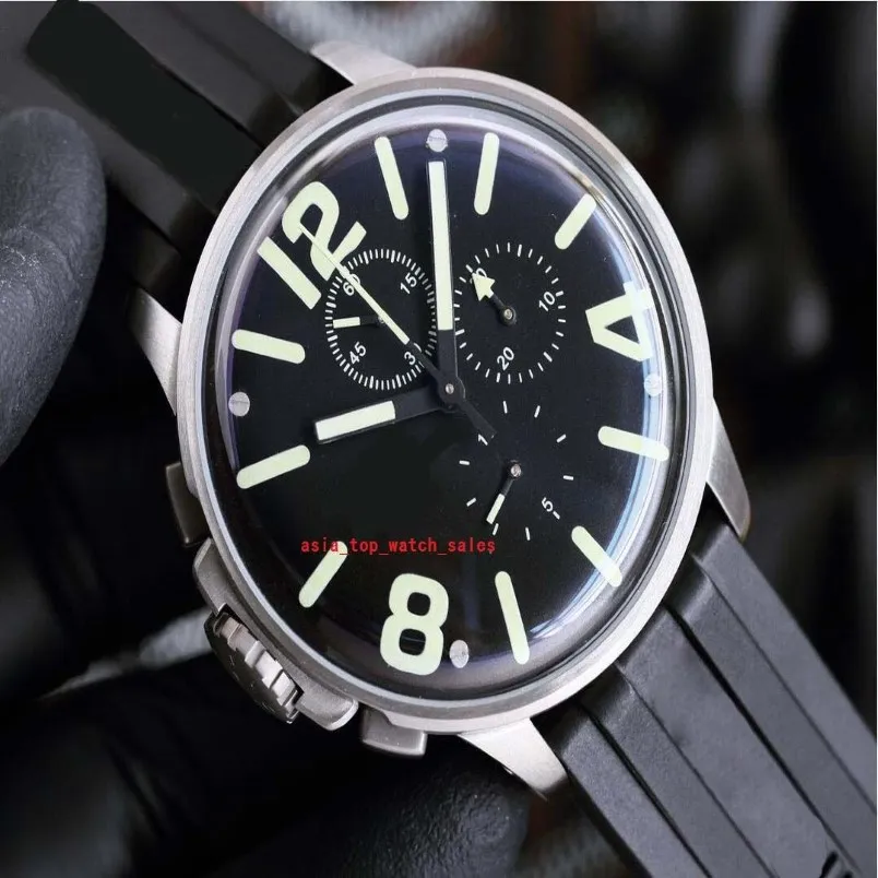クラシックスタイルの男性腕時計45mmブラックダイヤン日本クォーツクロノグラフ洗練されたスチールケースプレミアムラバーストラップ高品質8111-231V