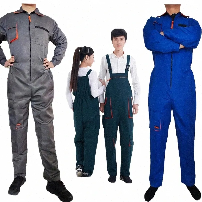 Arbeta DUNGARES Arbeta övergripande uniformer Arbetare Coverall Car Repairman Jumpsuit Workshop Mekaniker Arbetskläder för män Kvinnor Passar P07I#