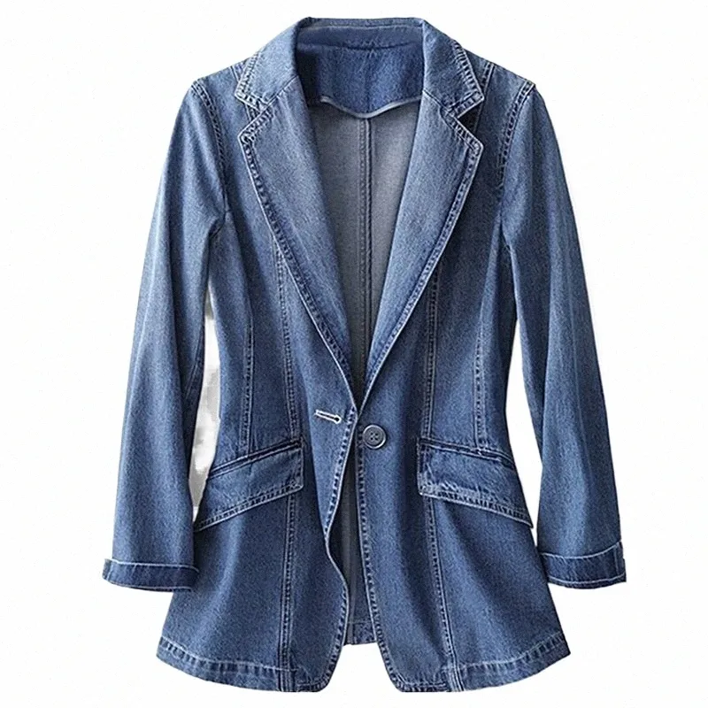 new2023spring Autumn Vintage Suit Women Jeans Jacket Casual Tops Loose Short Denim Blazer Outwear Female Cowboy Basic Coat R1800 a0AH#