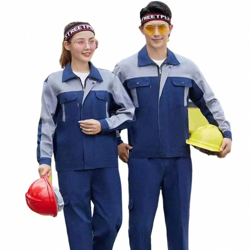 working Jacket Pants 100%cott Work Clothing Welding Suit Auto Car Repairmen Workshop Mechanic Electric Work Coveralls Uniforms X11C#