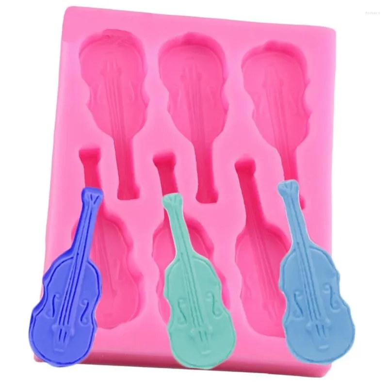 Moules de cuisson de haute qualité 3D violon silicone moule guitare fondant gâteau décoration outils moule pour chocolat sucre art affiche