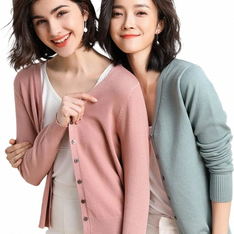 Cardigans Femmes 2022 Automne Simple Boutonnage Col V Pull tricoté Fi Court Tricots Solide Bleu Vert Rose Pulls pour femmes w6RG #