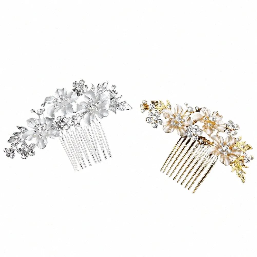 Pettini per capelli da sposa fatti a mano per le spose Pettini per capelli in metallo color oro / argento Fermagli per capelli a forma di fr 92qF #