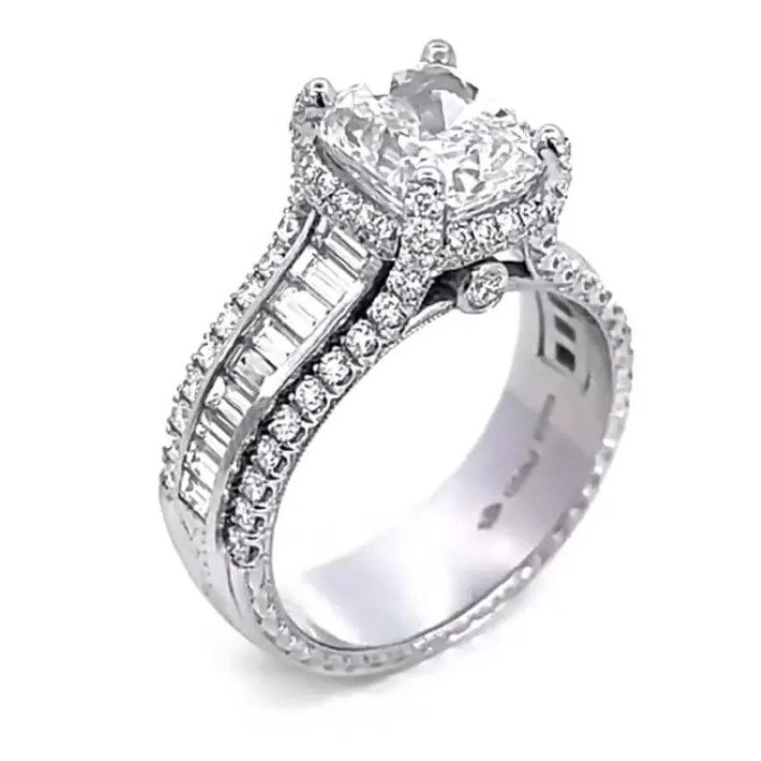 Choucong Unique Wedding Rings Luxury Jewelry 925 Sterling Silver Cushion Shape White Topaz CZ Diamond Gemstones Eternity Party Wom2840