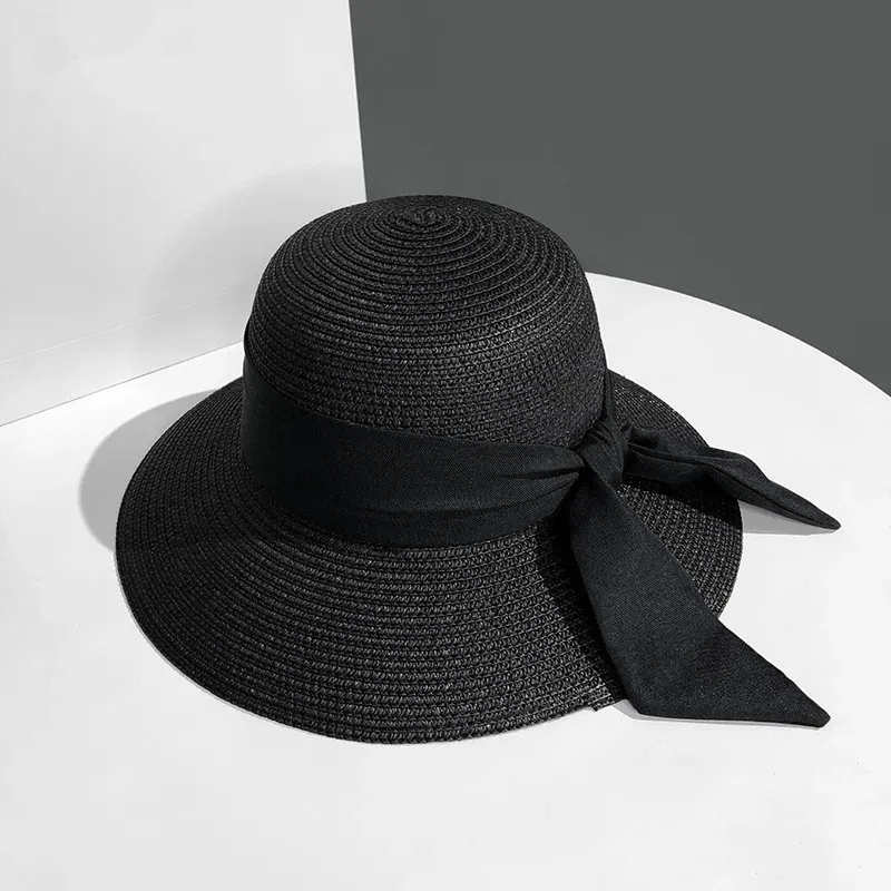 New Summer Wide Brim Hats Women`s Beach Sun Hat Women Vacation Sunscreen Cap Woman Sunshade Straw Hat Ladies Dress Caps