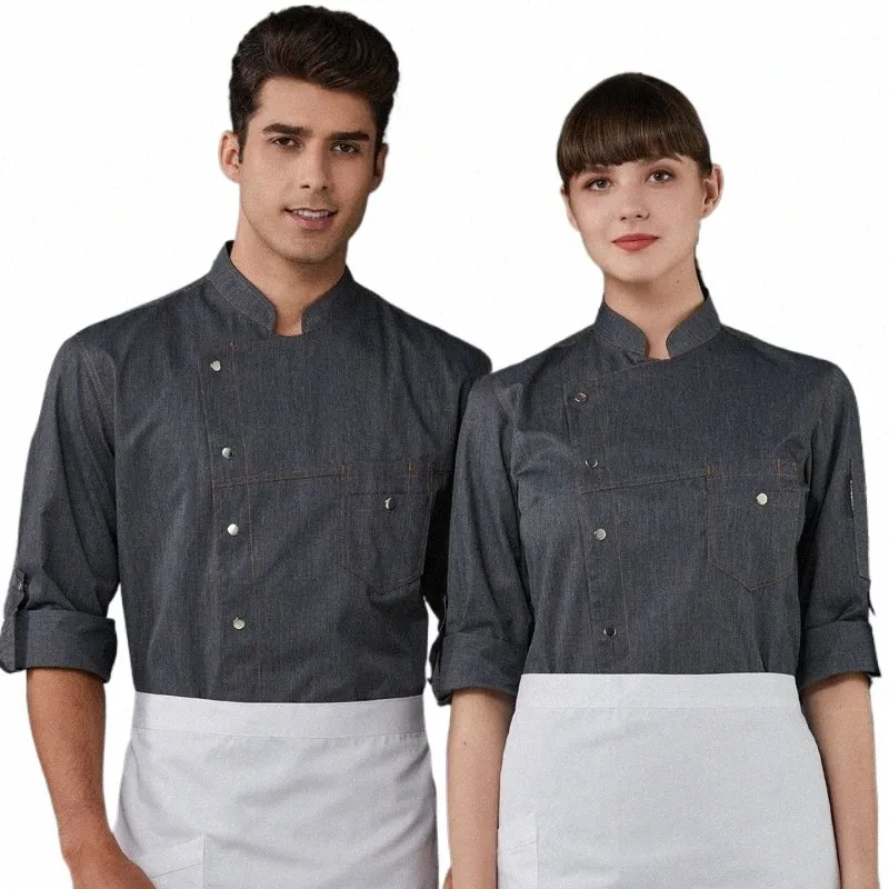 Manica regolabile Chef Uniforme Manica Lg Autunno e Inverno Abbigliamento Hotel Catering Cake Shop Mensa Posteriore Cucina Abiti da lavoro V6ps #