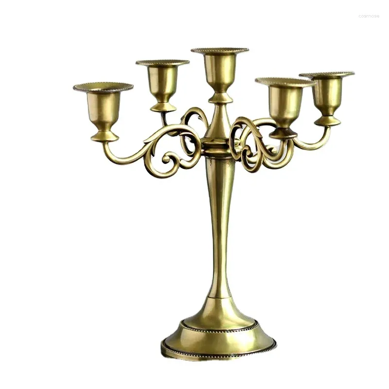 Bougeoirs en métal rétro argent doré noir bronze, chandelier à 5 bras, chandelier de mariage