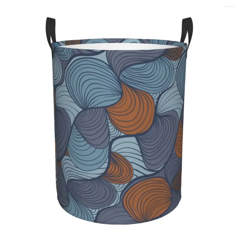 Sacs à linge panier vagues abstraites tissu de coquille poilue pliant vêtements sales jouets seau de rangement ménage