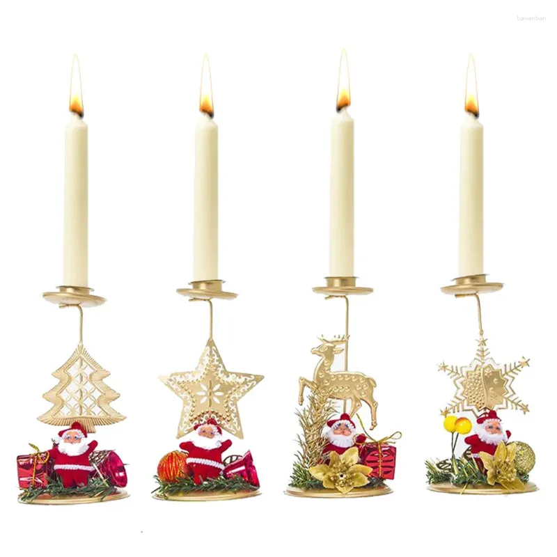 Candle Holders Dekoracja Święta Święty Claus Candlestick kutego żelaza ozdobna prezent na pulpit metalowy na Boże Narodzenie