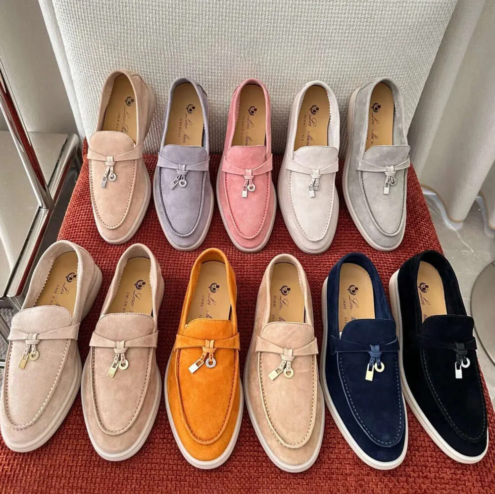 Dames zomer lopen suède afdrukken Casual schoenen loro piano man tasman loafers Platte hak jurk schoen Luxe lederen sneakers zwart Designer mocassin slip op Rubber 622