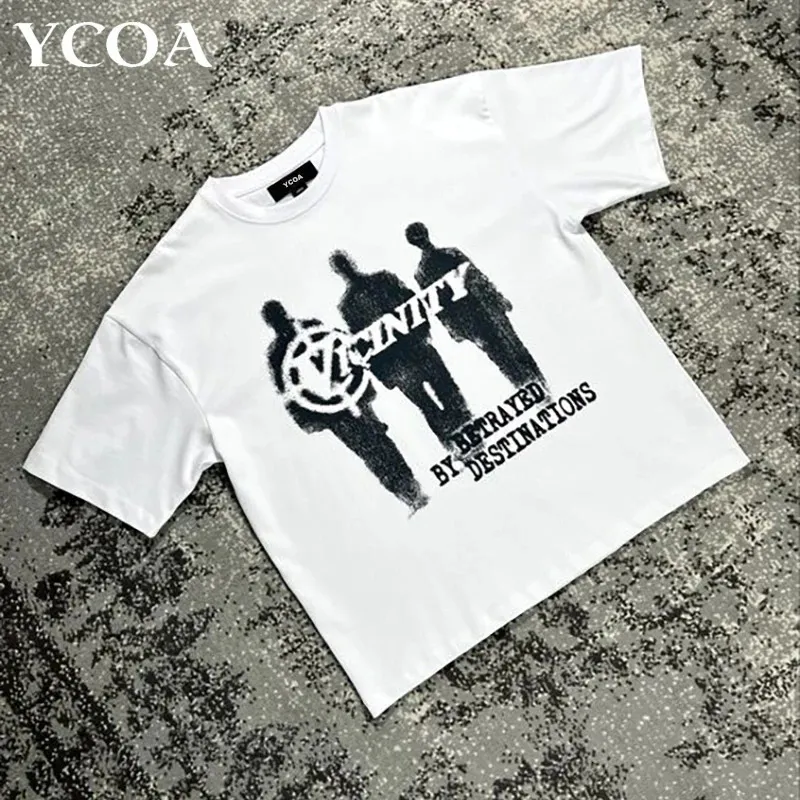 Män streetwear hip hop t shirt överdimensionerad grafisk retro vintage harajuku lös bomull tees koreansk mode y2k estetiska kläder 240313