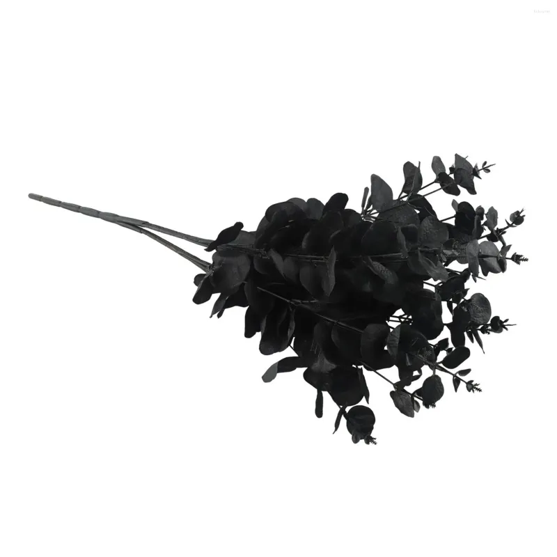 Fleurs décoratives 47cm 20 têtes décoration de fête de mariage fleur artificielle Type d'eucalyptus plastique de soie noire séchée