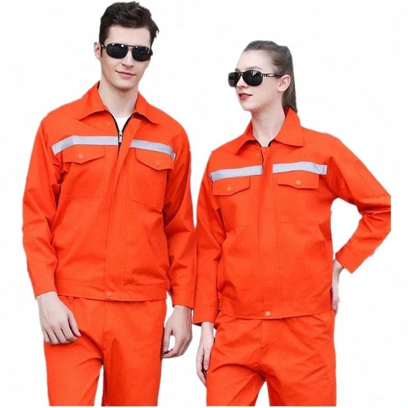 ワークジャケットパンツユニフォームの男性女性ワーク衣類LGスリーブ安全性ストリップワークショップ機械自動修理カバーオール