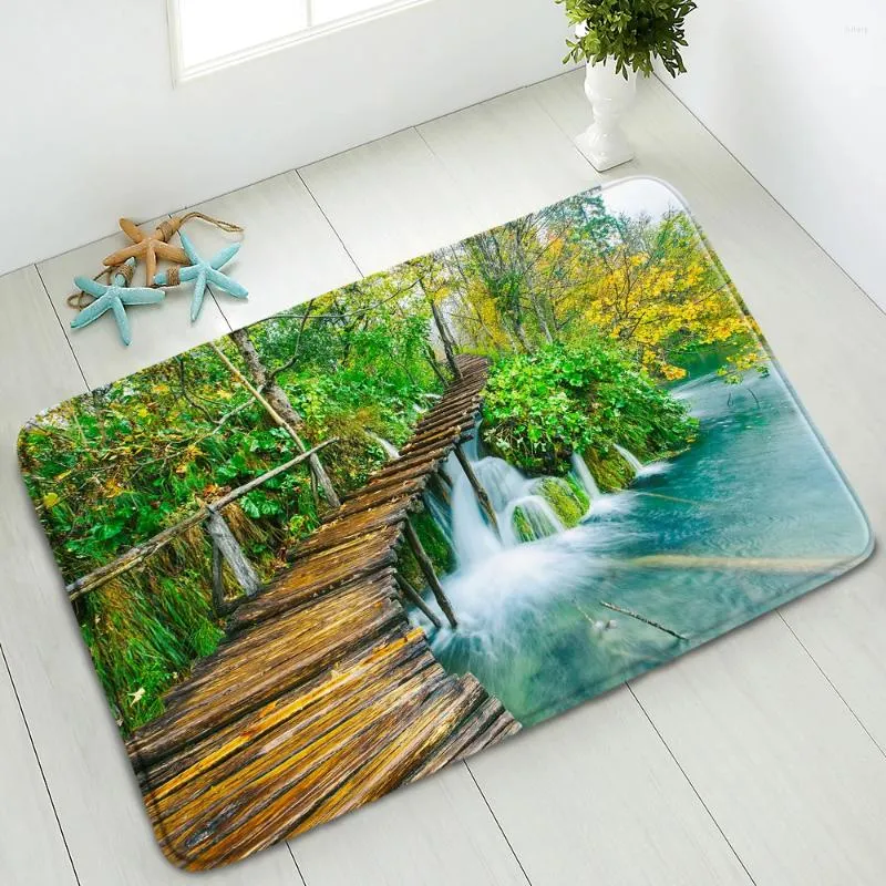 Bath Mats Natural Scenery Mat Non-Slip Floor Bedroom Kitchen Living Room Doormat Rug Absorbent Balcony Carpet Washable Home Deco