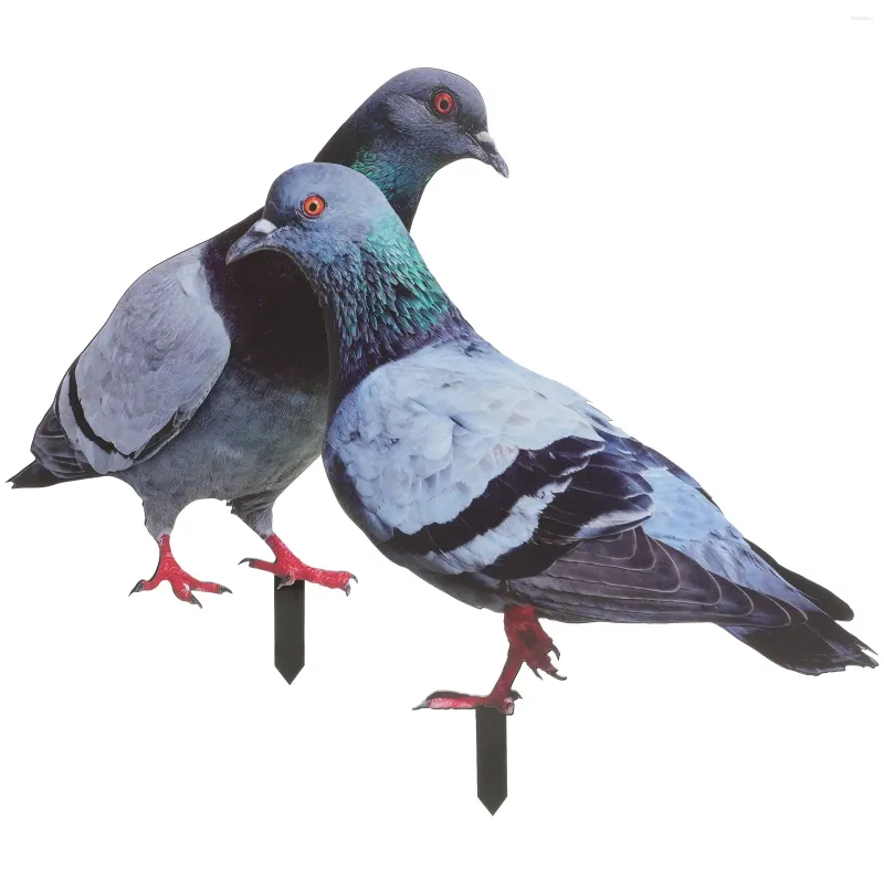 Garden Decorations 2 PCS Pigeon Decoration Accessory Yard Sign Animal Statue Lawn Stake Akryl Yards