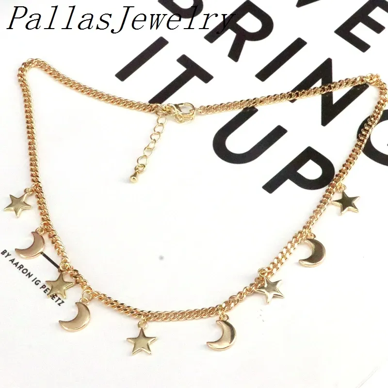 Halsband 5st för kvinnor Bohemian 2020 New Gold Moon Star Choker Golden Necklace Trendy Jewelry