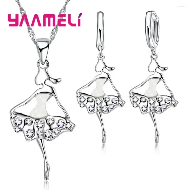 Ensemble collier et boucles d'oreilles en argent Sterling 925, bijoux de Style rétro, modélisation de danse humanoïde, fête d'anniversaire quotidienne pour filles