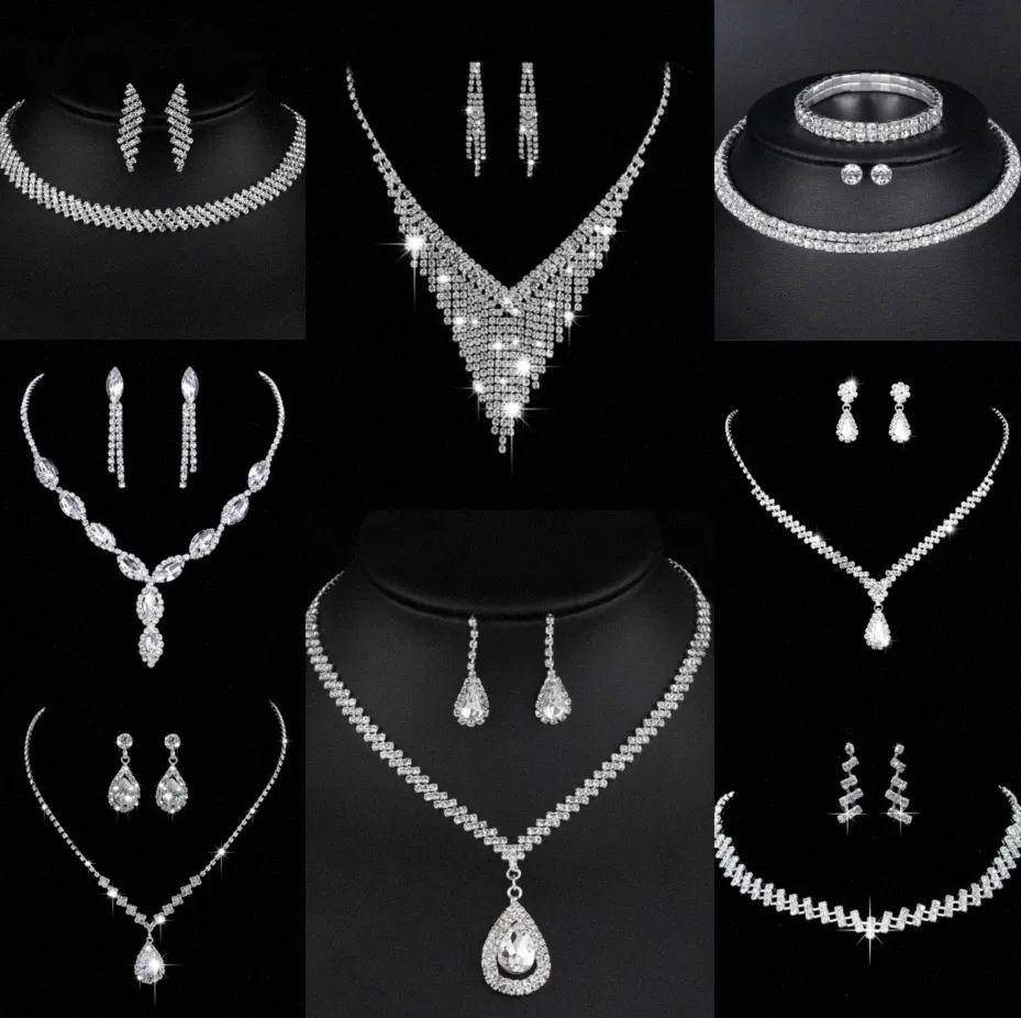 Ensemble de bijoux en diamant de laboratoire précieux, collier et boucles d'oreilles en argent Sterling pour femmes, bijoux de fiançailles, cadeau de mariée, Y1O0 #