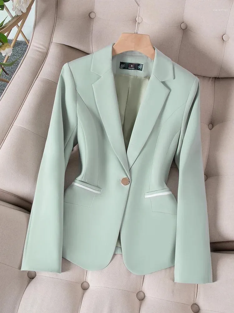 Costumes pour femmes Mode Automne Hiver Femmes Formelle Blazer Femme Vert Rose Noir Abricot À Manches Longues Bureau Dames D'affaires Vêtements De Travail Veste