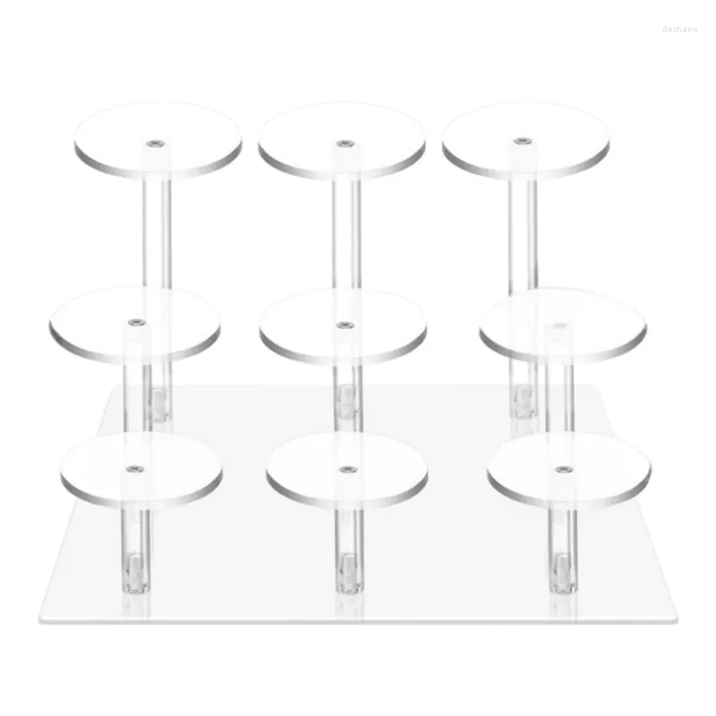 Bakningsverktyg 9 Kolumner av akryl Julprydnader Display Stand för muffins smycken Kosmetika Lätt att använda