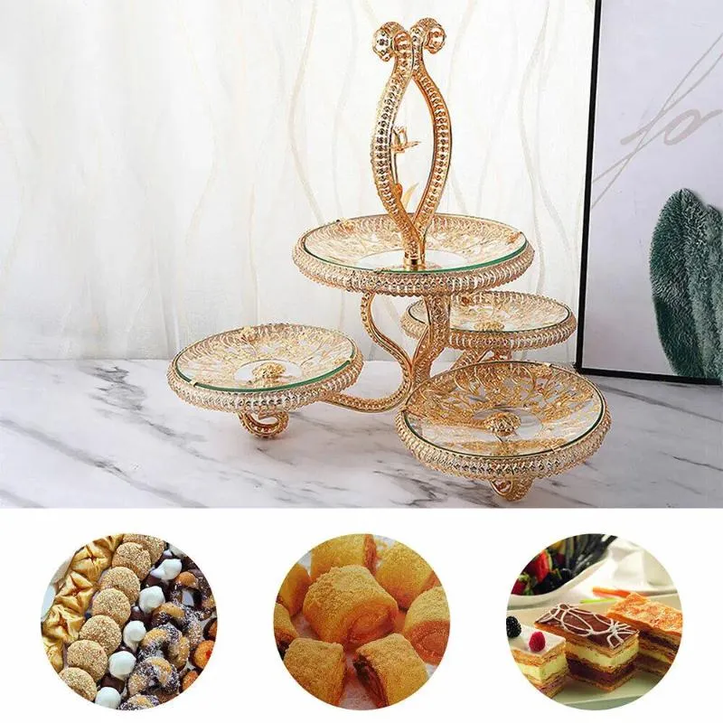 Plates 5 Layers Golden Round Iron Paper Cup Holder Cupcake Stand Pastry Cake Dessert Display Wedding Party Decor