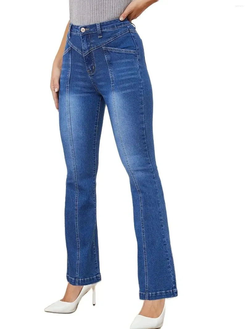 Dżinsy damskie 2024 Spring High talia Buot Cut Modna rozciąganie Slim Denim Flered Pants Skinny Spodni xs-L