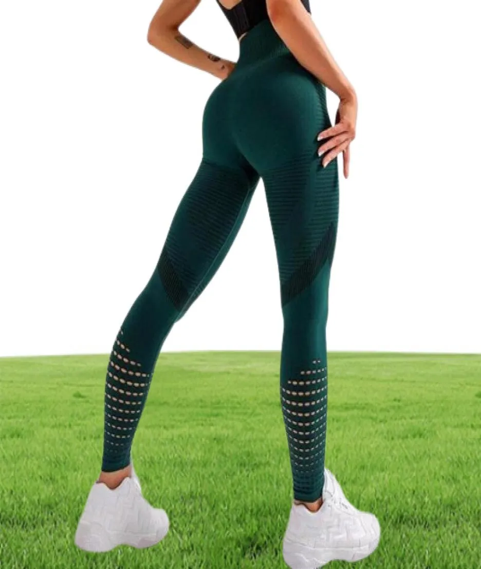 Bezproblemowe legginsy kobiety rozciągliwe ciasne spodnie sportowe spodnie brzucha spodnie jogi Sport Fitness Gym Leggins268T5273719