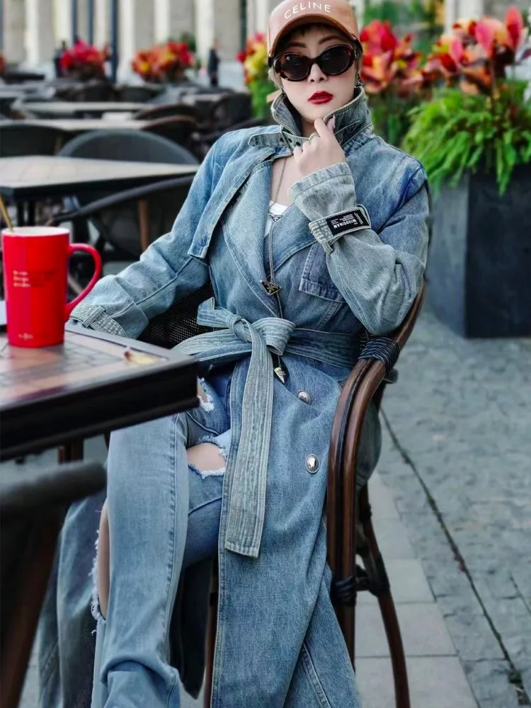 Fashion Long Jacket Denim Spring And Summer Street Fashion Women