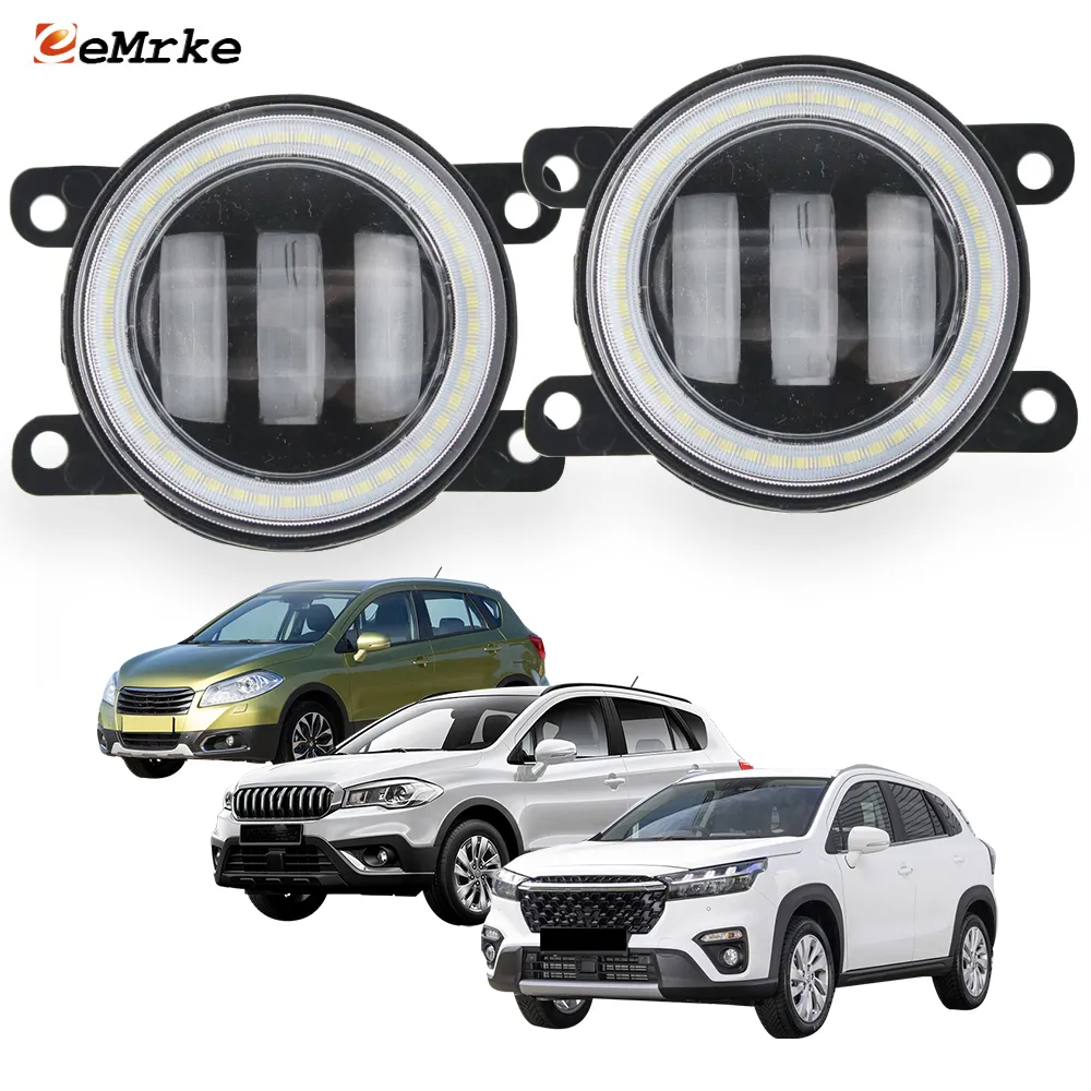 Eemrke LED LED FOG Light Assembly 30W/ 40W لـ SUZUKI SX4 S-CROSS 2015-2023 مع Lens Lens Angel Eyes Drl Daytime Running Lights 12V PTF Car Accessories