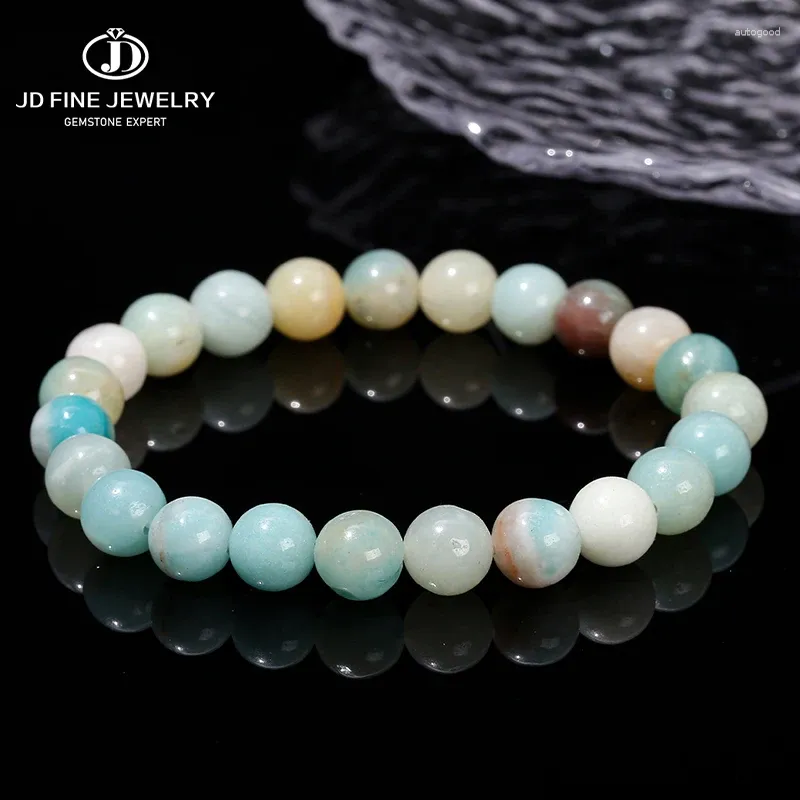 Strand JD – Bracelet en pierre naturelle 3A Amazonite pour femmes, perles rondes, mode, cercle unique, corde extensible, bijoux de guérison, cadeau