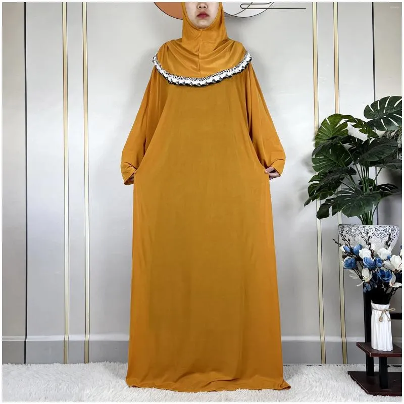 Etnische kleding Nieuwste moslim voor vrouwen Ramadan Gebedskledingstuk 2024 Dubai Maxi Turkije Midden-Oosten Afrikaanse Abaya Femme Lange mouwen Los