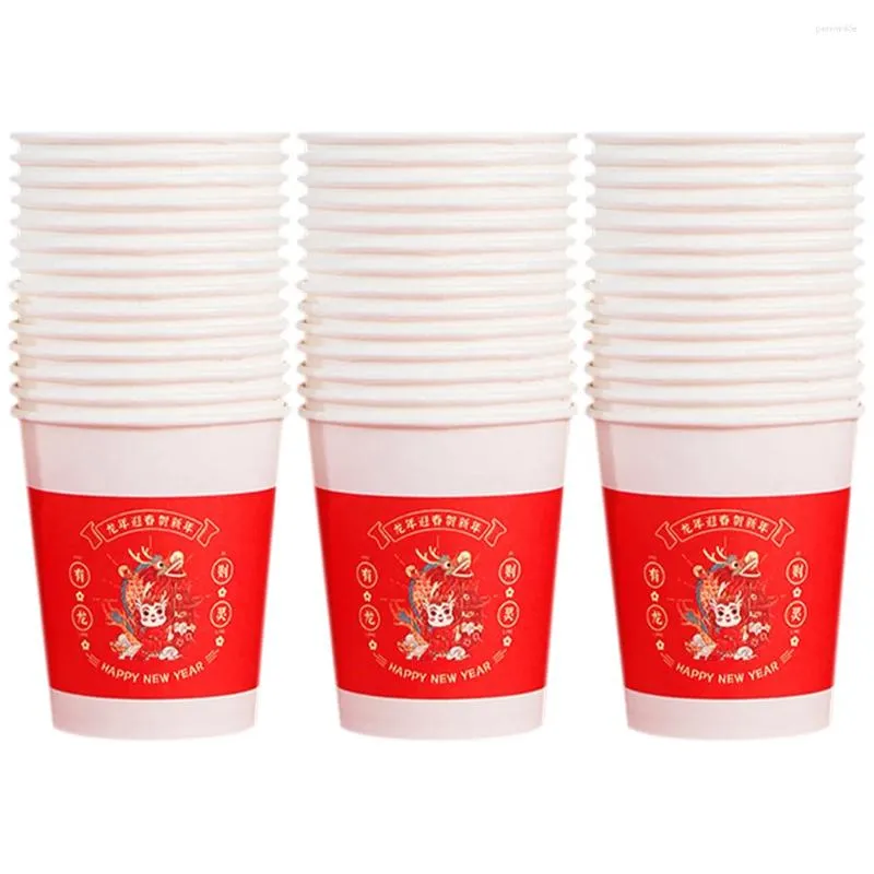 Disposable Cups Straws 50 Pcs Coffee Glass Year Ice Cream Business Water Paper Party Thicken Banquet