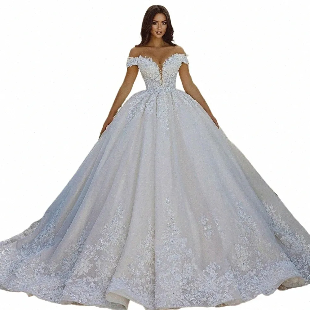 LOVERXU Ball Suknia Elegancka ślubna DRES 2024 Sweetheart Off the ramię Vestido de novia koronkowe aplikacje szata de Mariee 92ku#